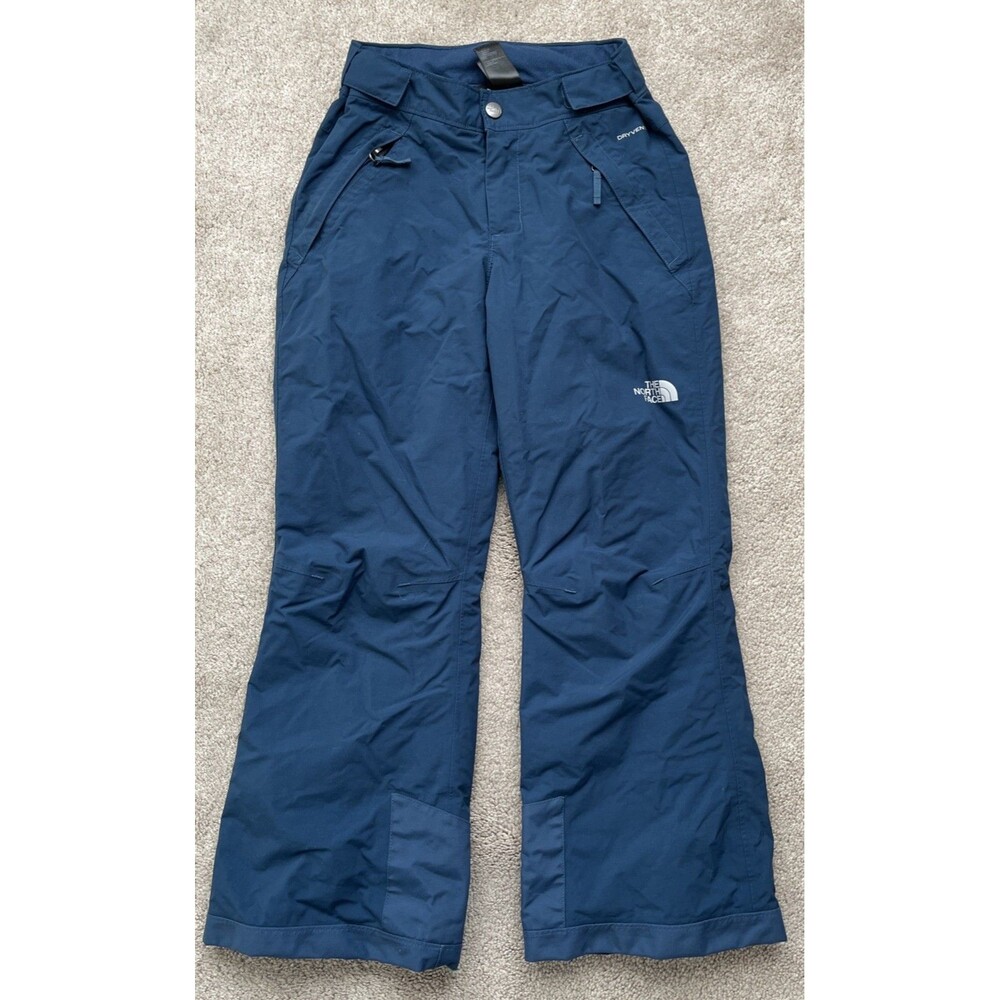 North Face Dryvent Snow Pants Girls Medium 10-12 Blue Ski Outdoor Winter EZ Grow